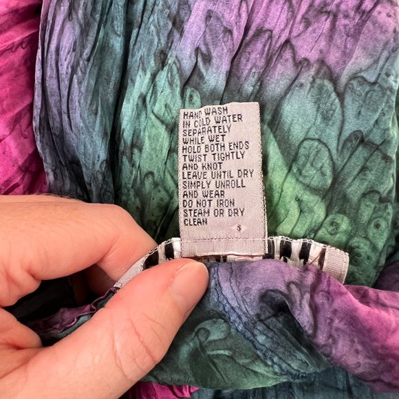 Vintage 100% Silk High Rise Boho Midi Skirt Flowy Mermaid Tie Dye Bohemian Drape - Picture 5 of 6